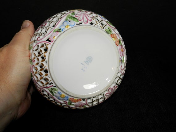 Herend Hungary Colorful Large Round Porcelain Tri… - image 5