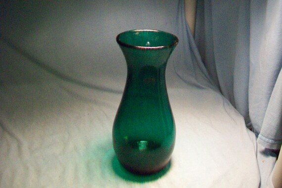 Large Green Glass Vase Blenko Etsy
