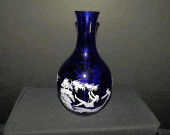 Vintage Mary Gregory Inspired Blurple Vase