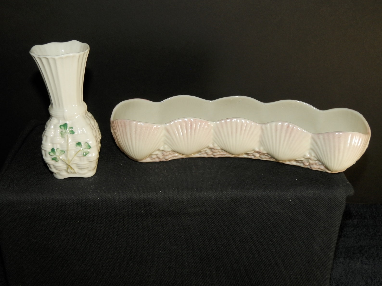 Two Pieces Belleek Dish Small Vase Etsy