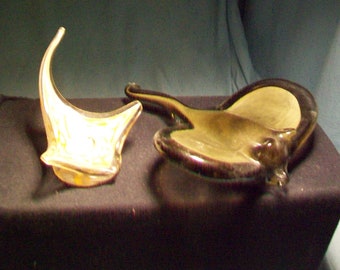 Two Glass Sting Ray Figurines