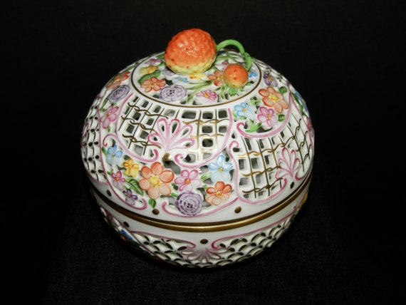Herend Hungary Colorful Large Round Porcelain Tri… - image 2