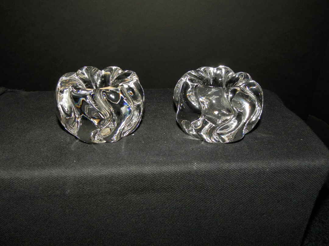 Two Stunning Daum Crystal Candle Holders Etsy