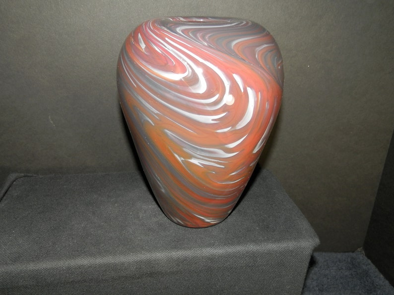 Brown Swirl Art Glass Vase