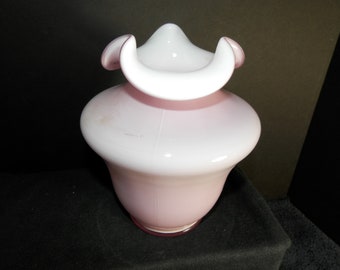 Fenton Purple White Interior Ruffled Top Vase