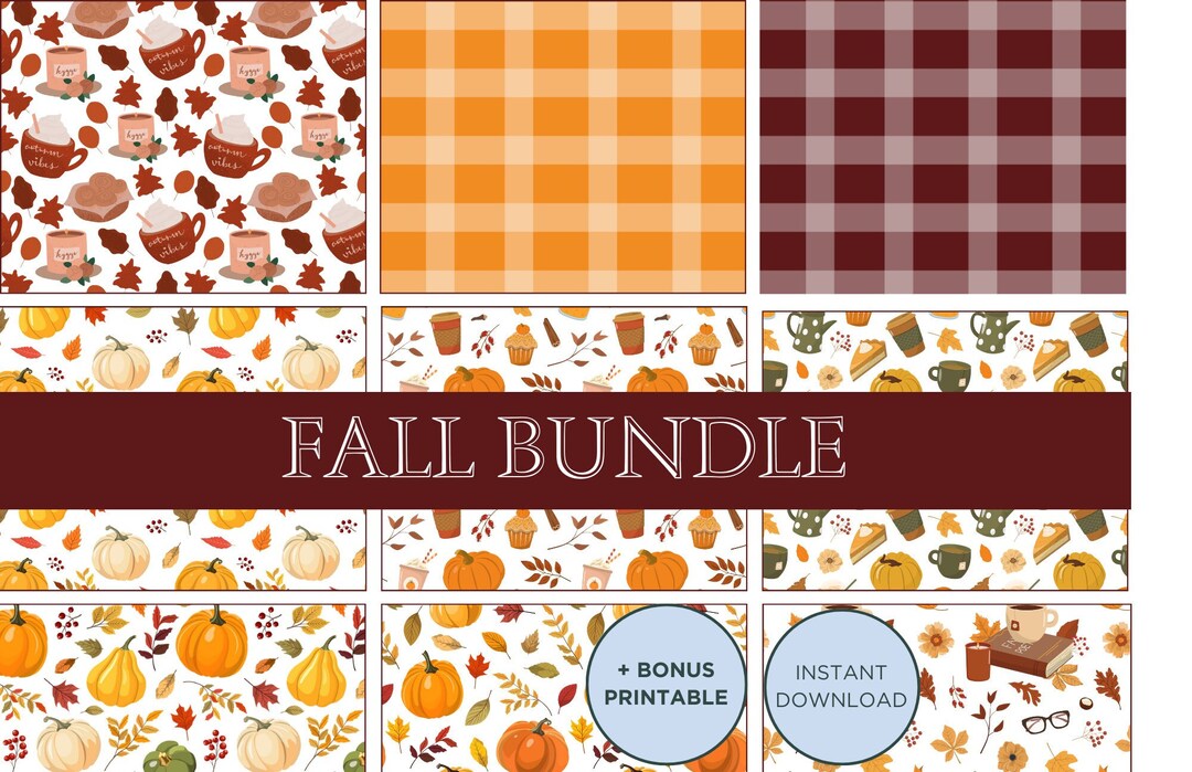 Fall Patterns Printable Greeting Card Set - Etsy