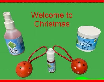Air freshener selection, Yuletide Spice fragrance, Spray, Block, Deodorant balls