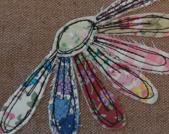 Original Textile Art Daisy Framed Picture