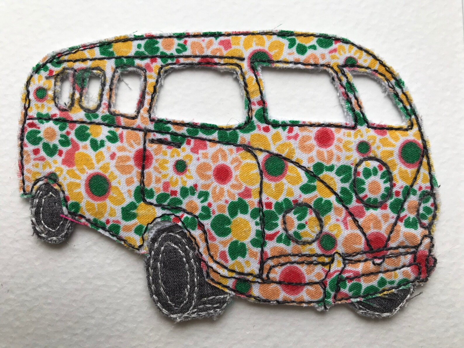 Retro Hippy VW Camper Van Embroidered Textile Framed Wall Art Etsy