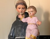 Religious sculpture of Saint Anthony of Padua. Century XIX. Glass eyes.