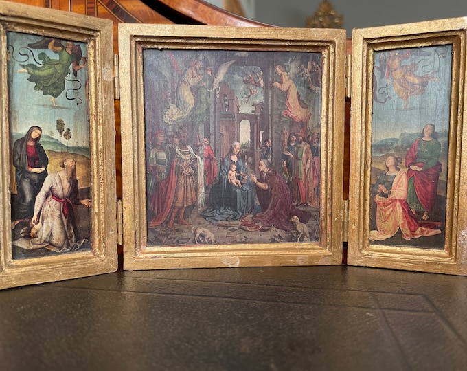 Small Wooden Triptych With Three Images of the Adoration of the Magi ...