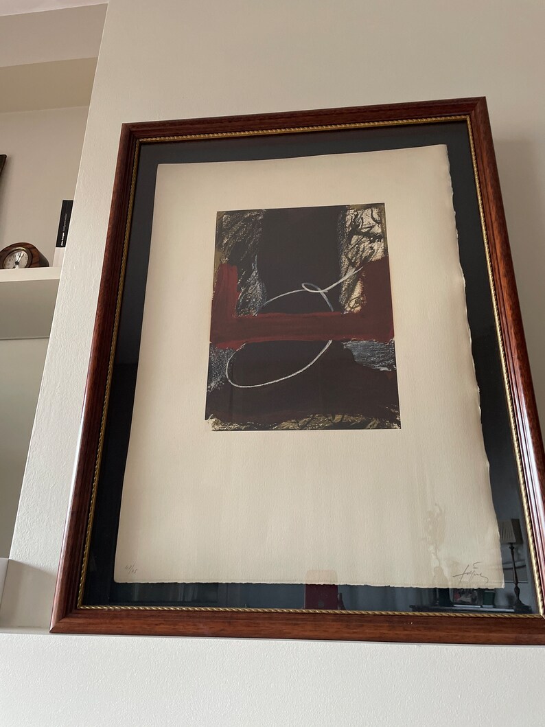 Lithographie Originale Antoni TÀPIES 1968 - Édition Limitée, Cadre Galerie, Abstraction