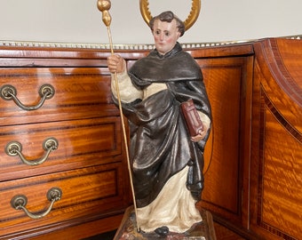 Fabulous Antique Santos. Saint Anthony Abbot. Spain. Made in wood. Circa 1900. wood. art.religious. Jesus. catholic. gold. Saints. antique.