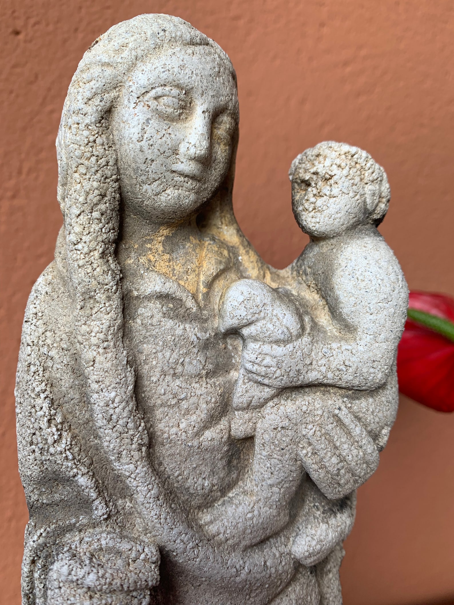 Ancient Sculpture in Artificial Stone Virgin With Child Etsy