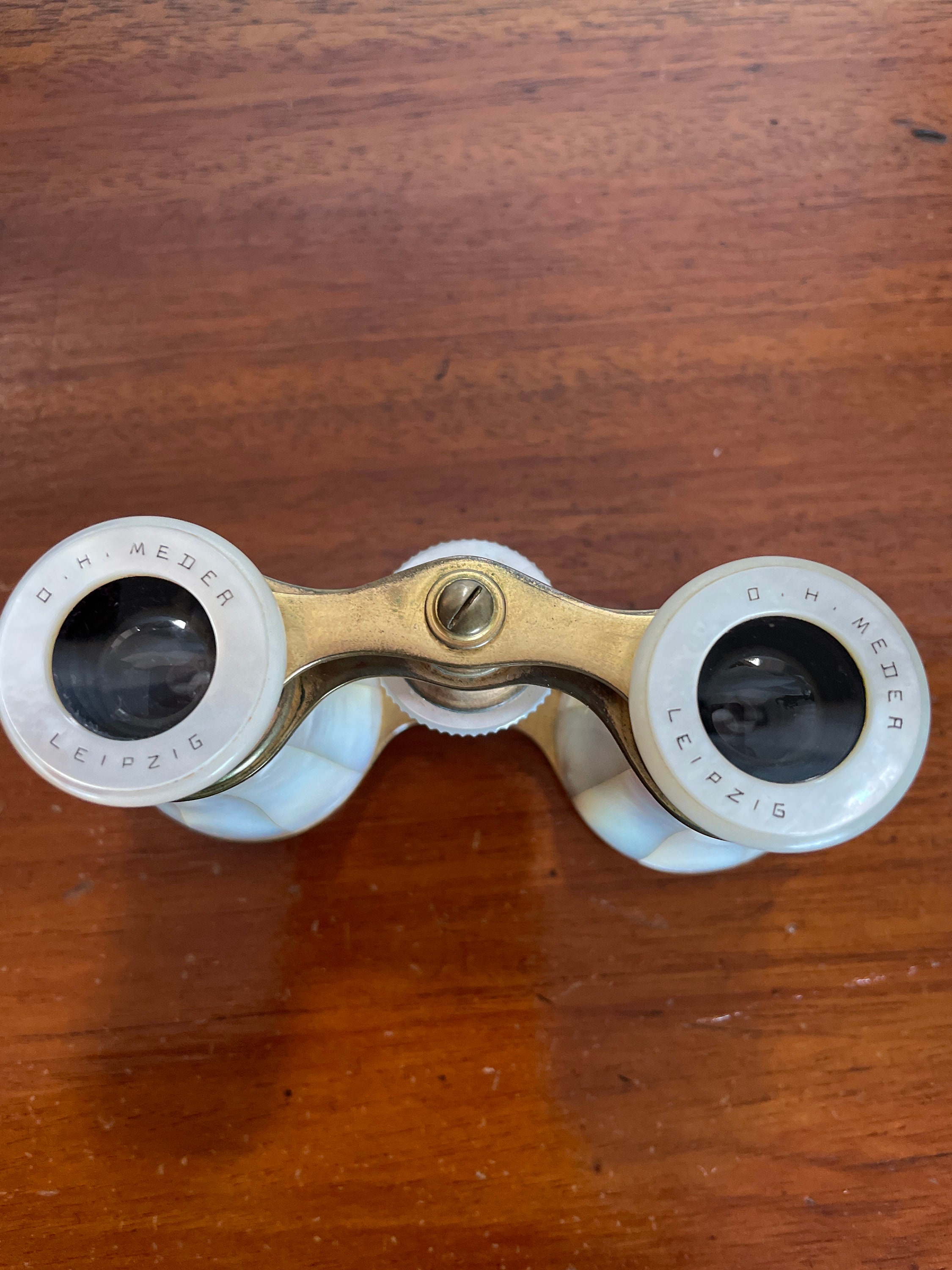 Jumelles De Théâtre Antiques En Laiton Et Cuir - Marque Lemaire - Bon état