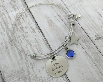Apraxia Awareness bangle bracelet Advocate like a Mother
