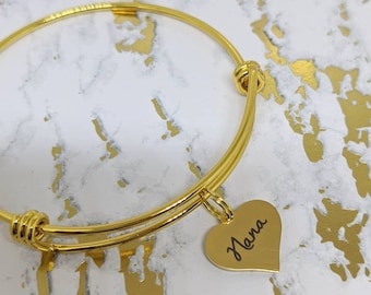 Nana bracelet - grandma bracelet -  nana jewelry - gift for nana - gift for grandma - mother's day gift - gold tone nana bangle
