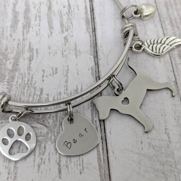 Pinscher memorial bracelet - pet loss gift - Pinscher jewelry - sympathy gift - pet loss bracelet - Miniature Pinscher bangle - Min Pin