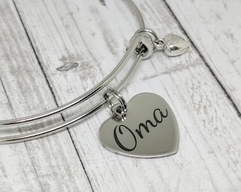 Oma bangle - Oma bracelet - Oma jewelry - adjustable silver bracelet - gift for Oma - gift for grandma - mother's day gift