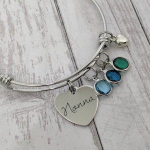 Nonna bangle bracelet  - birthstone bracelet for nonna - mother's day jewelry - personalized jewelry - gift for nonna - family bracelet