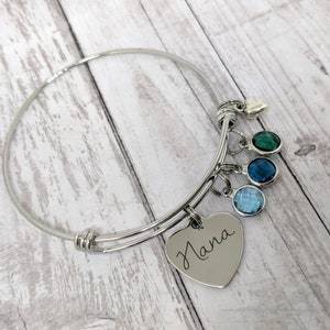 Nana bangle  - family birthstone bracelet for nana - mother's day jewelry - personalized jewelry - gift for nana