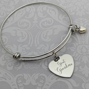 Great Grandma bangle bracelet - great grandma charm bracelet - mother&#39;s day jewelry gift for great grandma