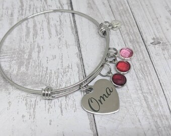Oma bangle - Oma bracelet - Oma jewelry - adjustable silver bracelet - gift for Oma - gift for grandma - mother's day gift
