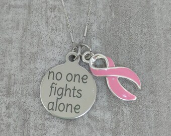 Breast cancer awareness necklace - breast cancer warrior - pink ribbon charm necklace - jewelry - pink awareness ribbon - cancer survivor