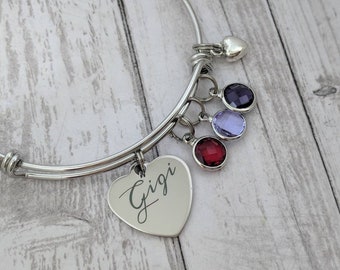 Gigi bangle  - Gigi birthstone bangle -  for gigi - mother's day jewelry - personalized jewelry - gift for gigi