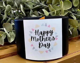 Vela Feliz Día de la Madre - vela de cera de soja 8oz - vela contenedor de 8 Oz - vela de mecha de madera- vela de soja vertida a mano