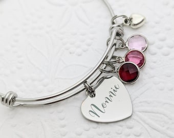 Nonnie bangle bracelet  - birthstone bracelet for nonnie - mother's day jewelry - personalized jewelry - gift for nonnie - family bracelet