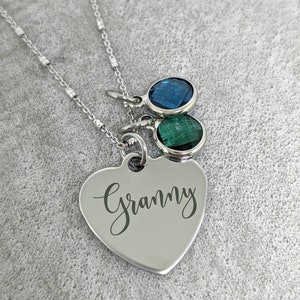 Granny necklace  - family birthstone necklace for granny - mother&#39;s day jewelry - personalized jewelry - gift for granny