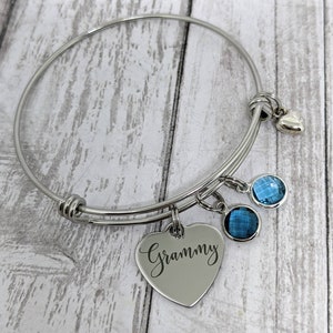 Grammy bangle - Grammy birthstone bracelet - Grammy jewelry - gift for Grammy - Grammy mothers day gift