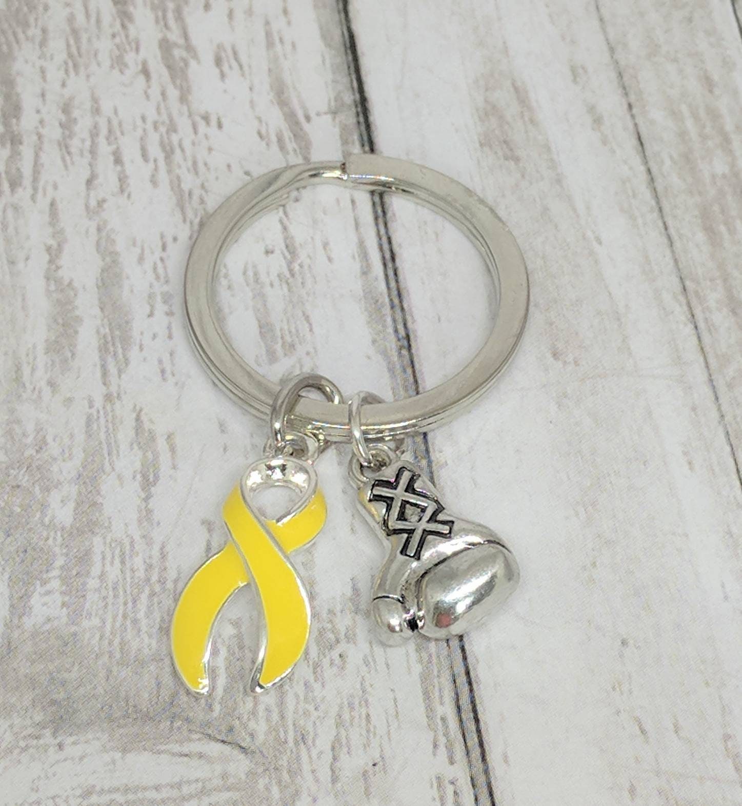 Childhood Leukemia Awareness keychain with little glitter