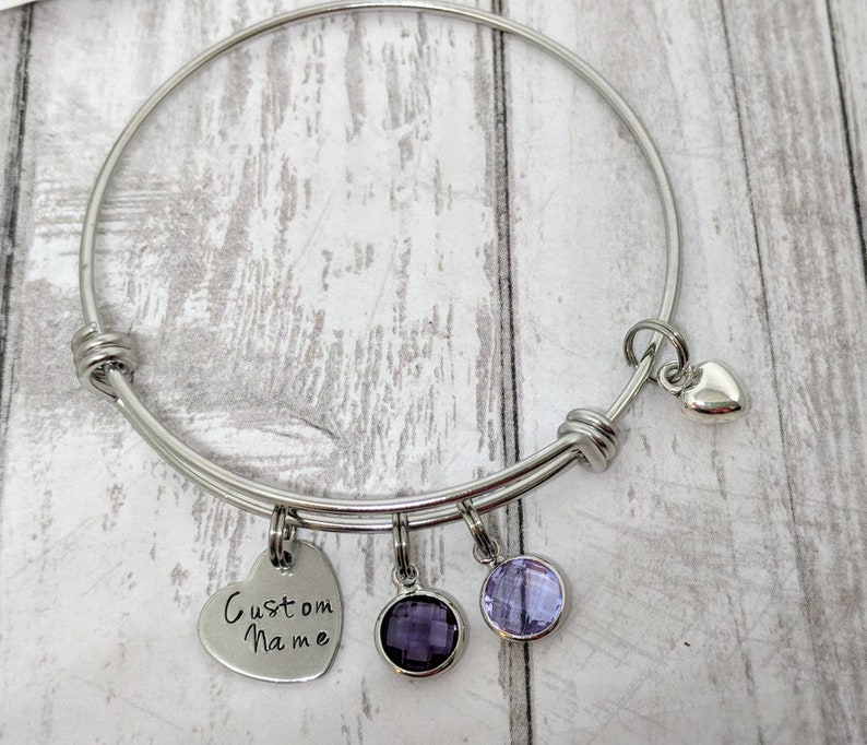 personalized grandmother jewelry MAXIMUM 7 LETTERS custom name bangle personalized birthstone bracelet customized gift