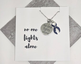 Navy awareness ribbon necklace -  colon cancer awareness - rectal cancer - Crohn's disease - blue awareness ribbon