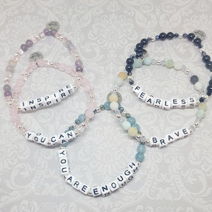 Personalized Word Bracelet - beaded gemstone stretch bracelet -Name Bracelet - Mother's Bracelet - Custom Name Beaded Bracelet