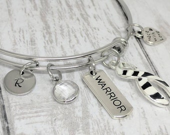 Zebra awareness bracelet - zebra stripes awareness ribbon -neuroendocrine tumor - carcinoid cancer -  Ehlers–Danlos syndrome - EDS - rare