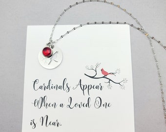 Cardinal charm necklace - memorial jewelry - when cardinals is appear your loved one is near - remembrance necklace - sympathy gift