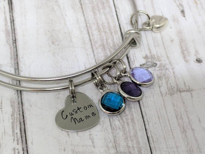 personalized grandmother jewelry MAXIMUM 7 LETTERS custom name bangle personalized birthstone bracelet customized gift