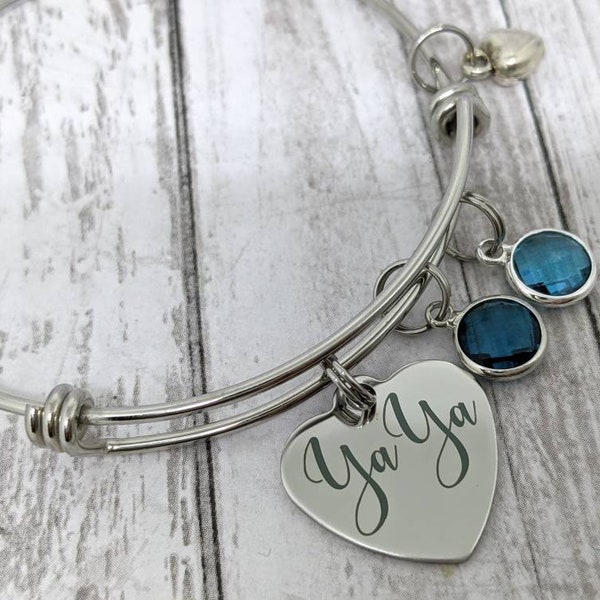 Yaya jewelry - yaya birthstone bracelet - yaya gift - personalized yaya gift - grandmother bracelet