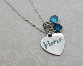 Meme necklace  - family birthstone necklace for meme - mother's day jewelry - personalized jewelry - gift for MeMe