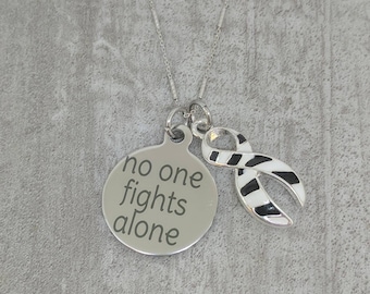 Zebra awareness ribbon necklace - zebra ribbon jewelry -neuroendocrine tumor - carcinoid cancer -  Ehlers–Danlos syndrome - EDS