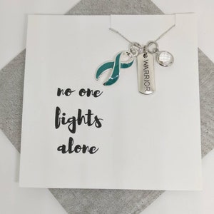 Teal ribbon necklace - teal ribbon jewelry - ovarian cancer awareness - teal ribbon - teal warriors - teal awareness ribbon - scleroderma