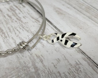 Zebra awareness bracelet - zebra stripes awareness ribbon -neuroendocrine tumor - carcinoid cancer -  Ehlers–Danlos syndrome - EDS - rare