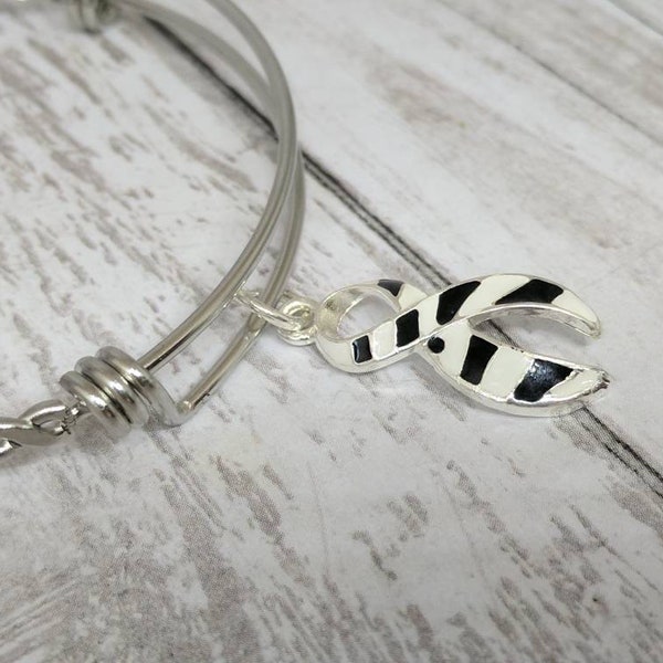 Zebra awareness bracelet - zebra stripes awareness ribbon -neuroendocrine tumor - carcinoid cancer -  Ehlers–Danlos syndrome - EDS - rare