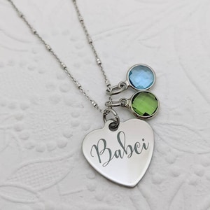 Babci jewelry - Babci birthstone necklace - Babci gift - personalized Babci gift - grandmother necklace