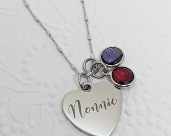 Nonnie necklace  - birthstone necklace for nonnie - mother's day jewelry - personalized jewelry - gift for nonnie - family necklace