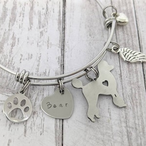 Poodle memorial bracelet - pet loss gift - Poodle sympathy gift - dog remembrance gift - poodle bangle - pet loss bracelet