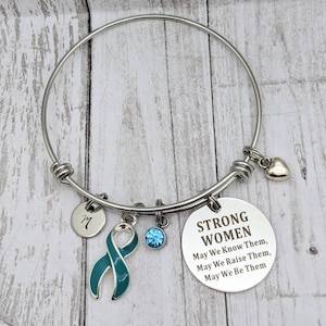Ovarian cancer jewelry, PCOS jewelry, PCOS awareness, ovarian cancer awareness, teal ribbon jewelry, teal ribbon, teal ladies, teal Bracelet